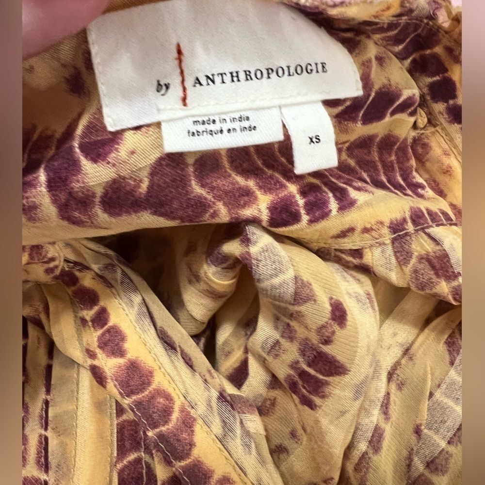 ANTHROPOLOGIE extra small Maritzia Tie-Dye Blouse yellow purple long sleeve - Picture 7 of 12